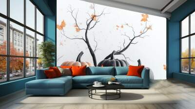 Three pumpkins with orange Wall mural