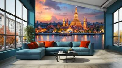 Wat Arun temple in Bangkok, Thailand Wall mural