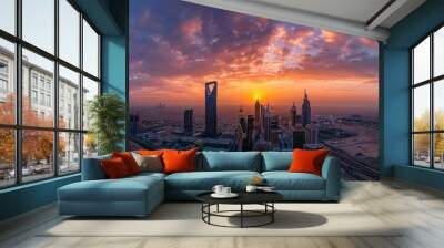 When the weather is good, the sunset is beautiful Wall mural