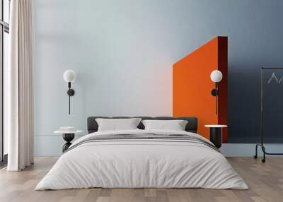 Orange Block on White Wall Wall mural