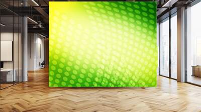 Beautiful abstract shiny green halftone tunnel dots background. Abstract vivid dots background in green color disco style. Wall mural