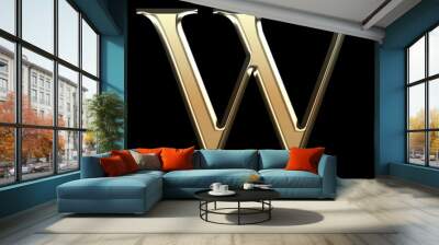 Golden matte letter W, jewellery font collection. Wall mural