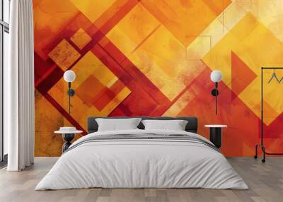 Abstract Orange and Red Geometric Pattern. Wall mural