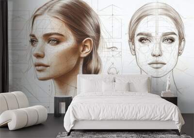 Geometric Face Art. Wall mural