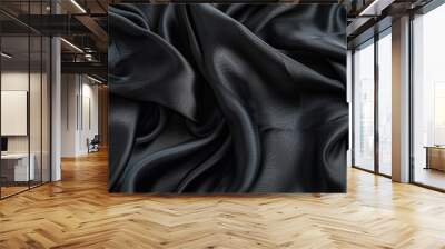 Black Silk Fabric Texture. Wall mural