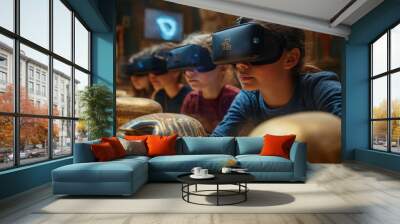 Children Exploring Ancient Egypt with Virtual Reality. Wall mural