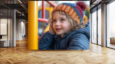 Cute Girl at Playground. Wall mural