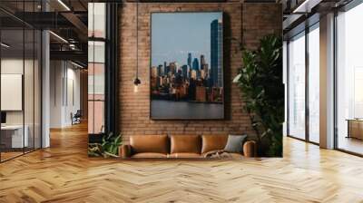 Typical image wall art in an urban loft. Wall mural