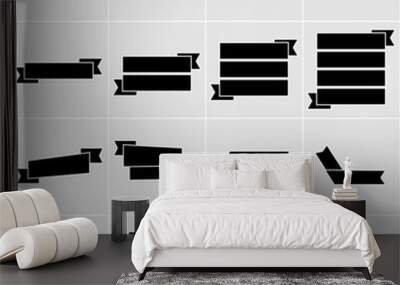 Black ribbon icons set vector Wall mural