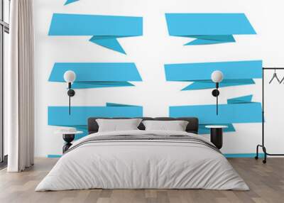 Blue paper banner with shadow Wall mural