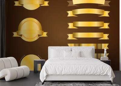 Gold banner and ribbon vector Wall mural