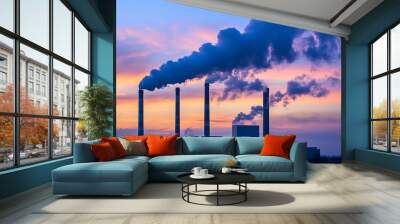 Industrial Smoke Plumes at Sunset Wall mural