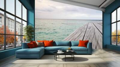 Deck close up with ocean view Wall mural