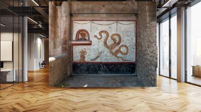 Interior of the buildings of Pompeii, destroyed by the volcano Vesuvius. Italy. Wall mural