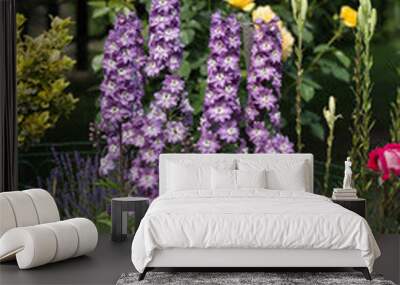 Purple Delphinium Flower in Garden Wall mural