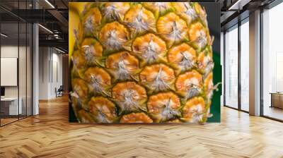 Ripe, fresh pineapple isolated on green plate Wall mural