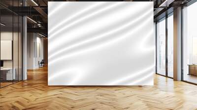 Abstract smooth elegant white fabric silk texture soft background, flowing satin waves. Wall mural