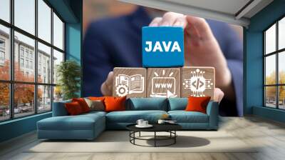 Concept of java programming language. Web development software technology. Wall mural