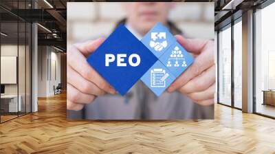 Concept of PEO Professional Employer Organization. Business HR Human Resources. Wall mural