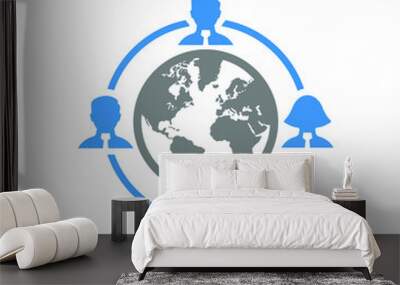 Earth planet with people network vector illustration. Outsourcing symbol. Wall mural