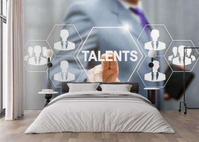 Talents search business team social media network web computer concept. Human resorces, employee management recruitment man job vacancy communication internet technology Wall mural