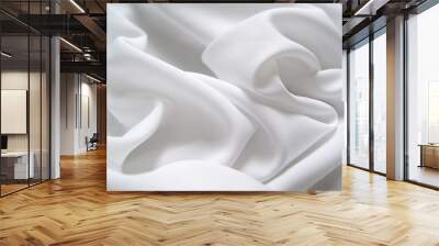 White satin fabric draped in soft waves Wall mural