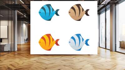 4 color Tiger fish Wall mural