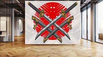 Japanese Katana Illustration Wall mural