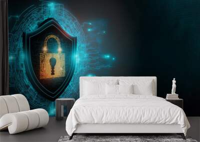 security and privacy concepts for data the lock illutration generative ai Wall mural