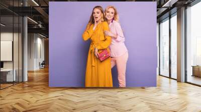 Two fashionable women in nice clothes. Fashion spring summer photo Wall mural