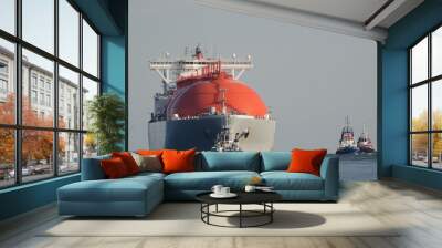 lng tanker - gas ship is going to the port Wall mural