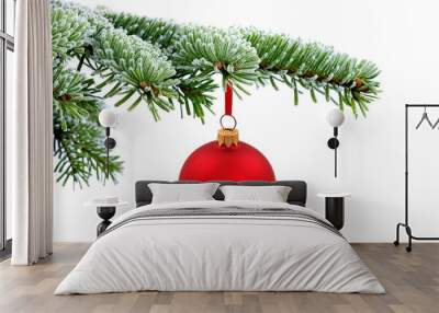 Christmas tree and red glass ball Wall mural