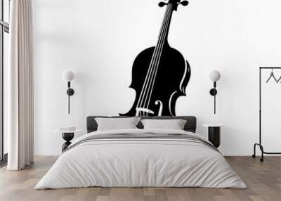 Black Vector Silhouette of a Cello, Symbolizing Classical Elegance and Rich Tones- Cello illustration- cello black vector silhouette Wall mural