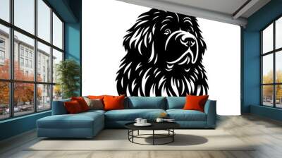 Newfoundland Dog Vector Silhouette - Capturing the Majestic Presence and Endearing Nature of this Beloved Large Breed- Newfoundland Illustration. Wall mural