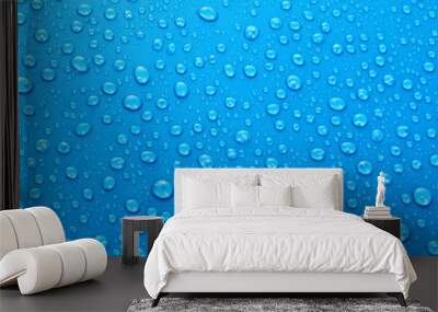 Beautiful blue water drops background Wall mural