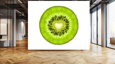 Beautiful slice of fresh juicy kiwi fruit with heart symbol isolated on white background Wall mural