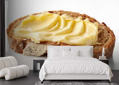 butter spreaded on bread isolated white background Wall mural