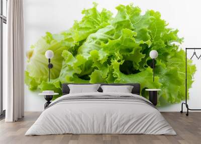 Fresh green iceberg lettuce isolated on white Wall mural