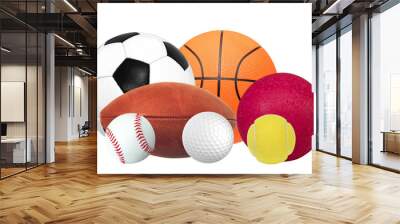 Sports balls isolated on white Wall mural