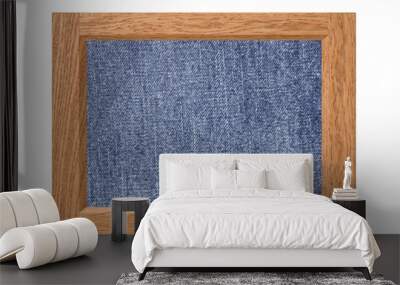 Wood frame with jeans texture isolated on white background Wall mural