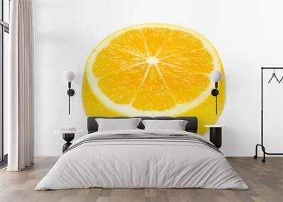 yellow fresh juicy half of lemon fruit with for design isolated on the white background Wall mural