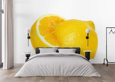 yellow fresh two half lemon fruit for design packaging isolated on the white background Wall mural