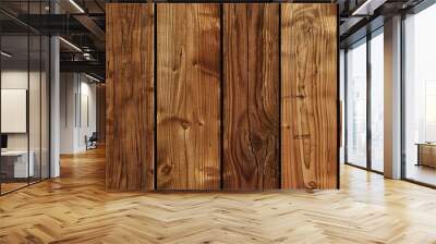 A detailed look at oak wood paneling with a rich, honey-colored finish. The natural grain and slightly matte surface give it a timeless, luxurious feel. Wall mural