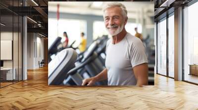 A mature senior man at gym. . Wall mural