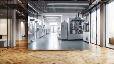 A modern factory with CNC milling machines. Generative AI Wall mural