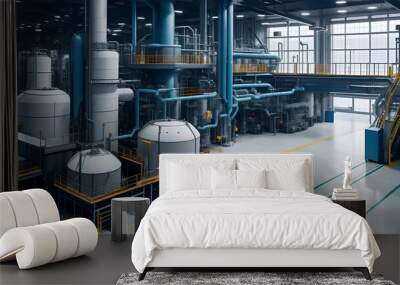 A modern heavy industry production facility. Clean and bright modern facility. Generative AI Wall mural