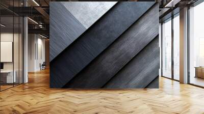 A sleek gradient moving from dark gunmetal gray to jet black, with a metallic sheen for a futuristic, dramatic look. Wall mural