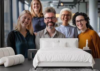 Group of diverse business people smiling happily in an office portrait Wall mural