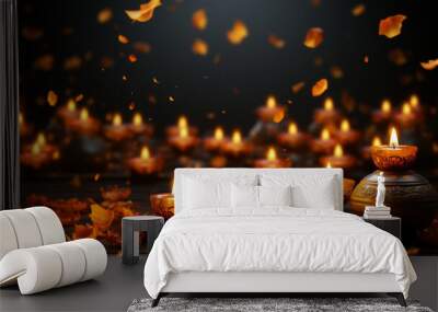 Happy Diwali Celebration Diwali Sale Offer Poster Design. AI Generated Wall mural