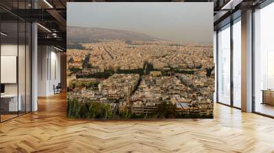 Panorama of the evening city with Lycabettus Hill Wall mural